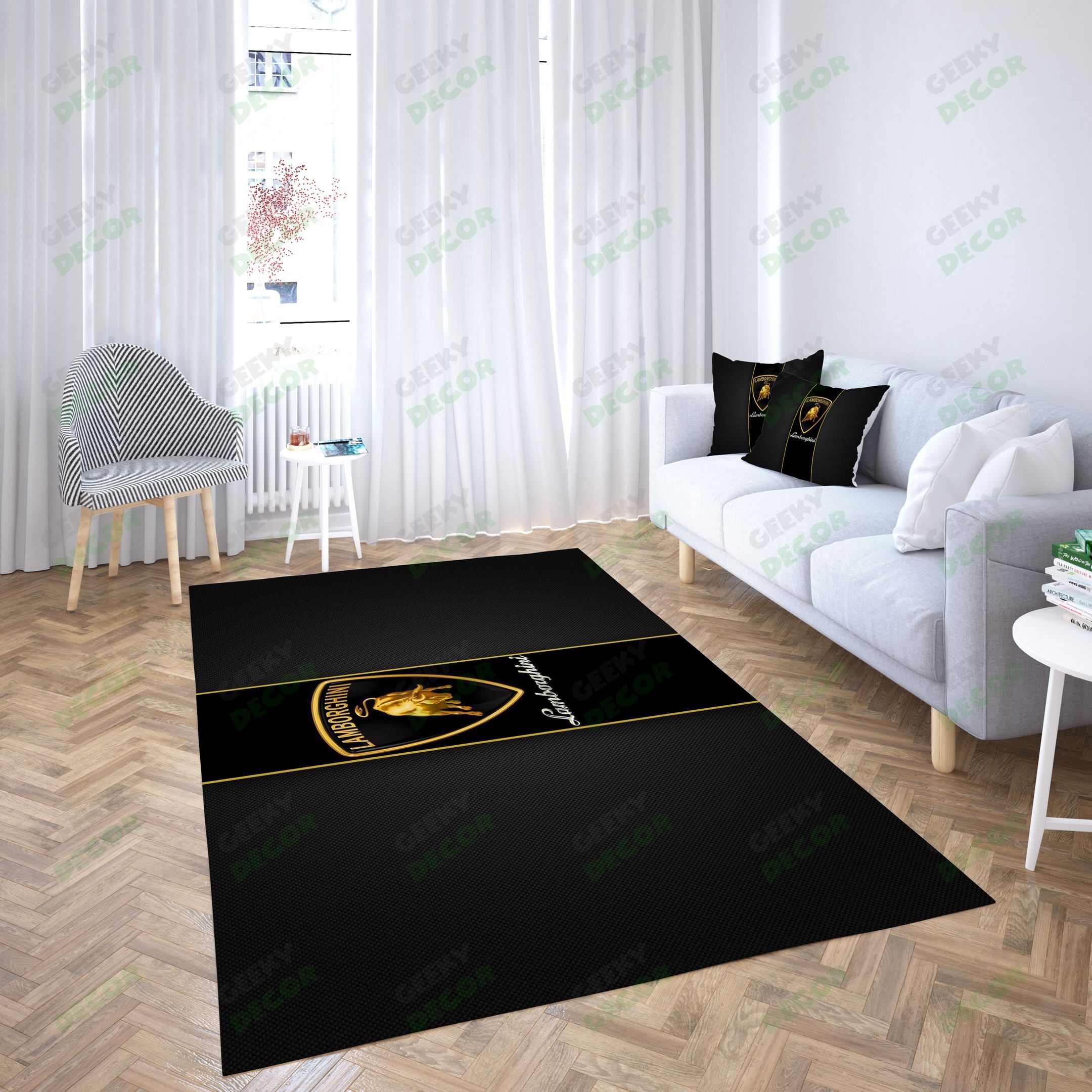 Lamborghini Logo Yellow Creative Design Carpet Living Room – Area Rug