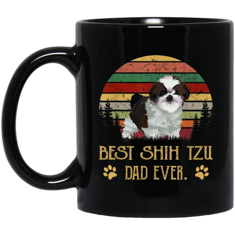 Vintage Best Shih Tzu Dad Ever Shih Tzu Father 11 oz 15 oz Mug Black