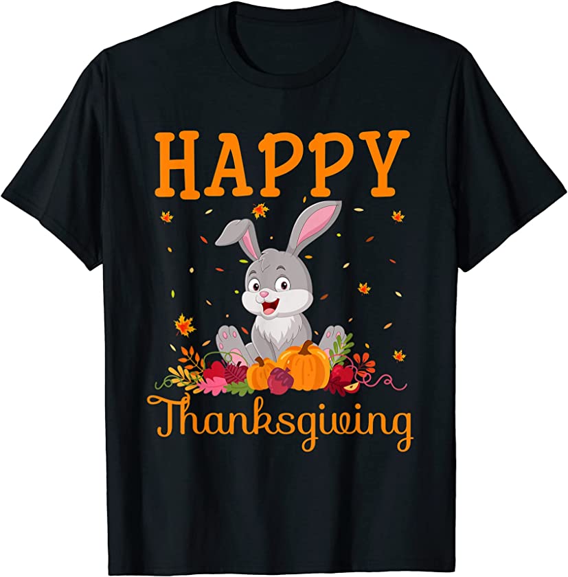 Retro Bunny Happy Thanksgiving Matching Family Pajamas T-Shirt