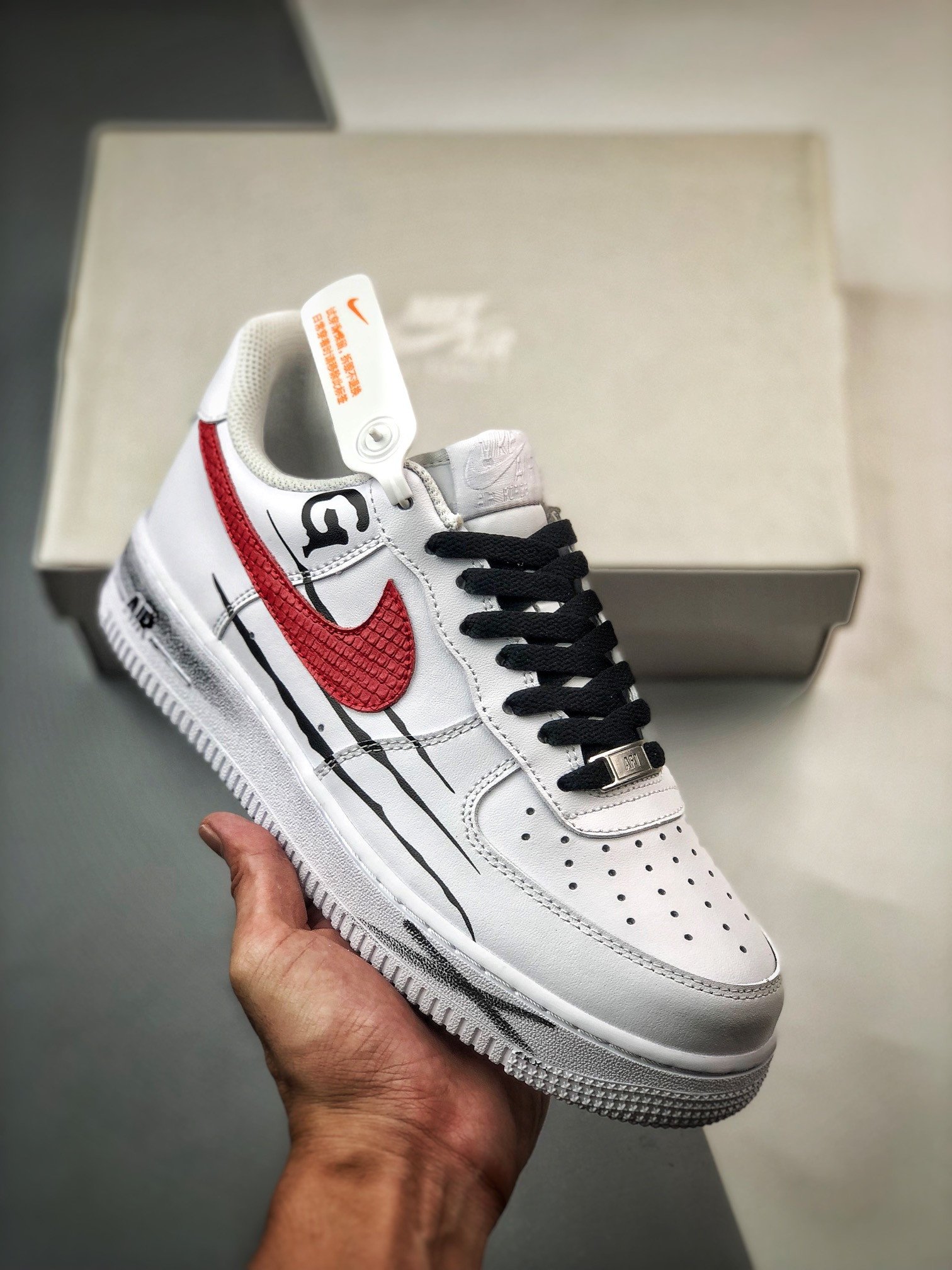 Csutom Nike Air Force 1 White Red Black 5341044 – Thenewmonstor Shop