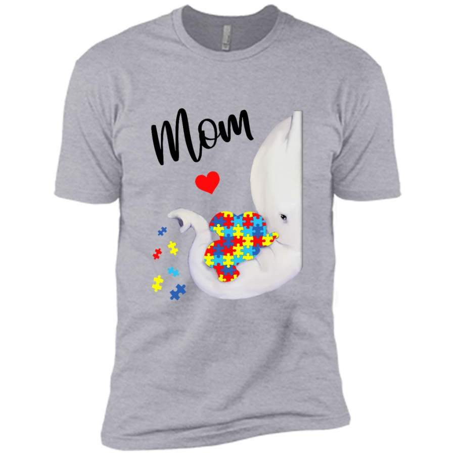 Autism Awareness Autism Elephant Mom (w) – Canvas Unisex USA Shirt