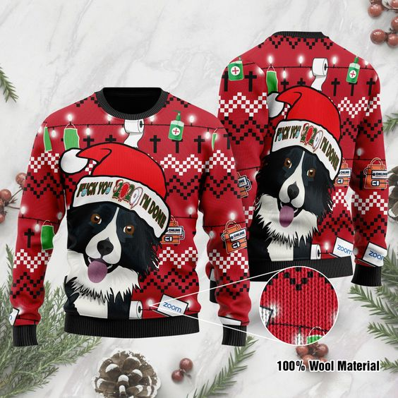 Black And White Border Collie Ugly Christmas Sweater | Unisex | Adult | Us1916