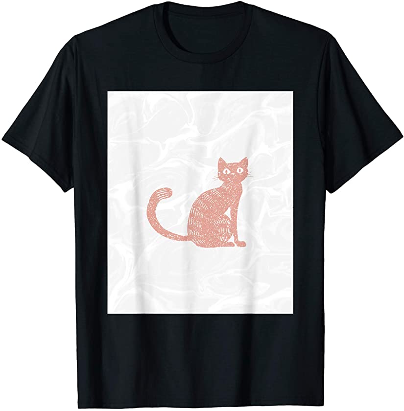 Rose Pink On White Cat Icon Cute Animal Lover Pet Owner T-Shirt