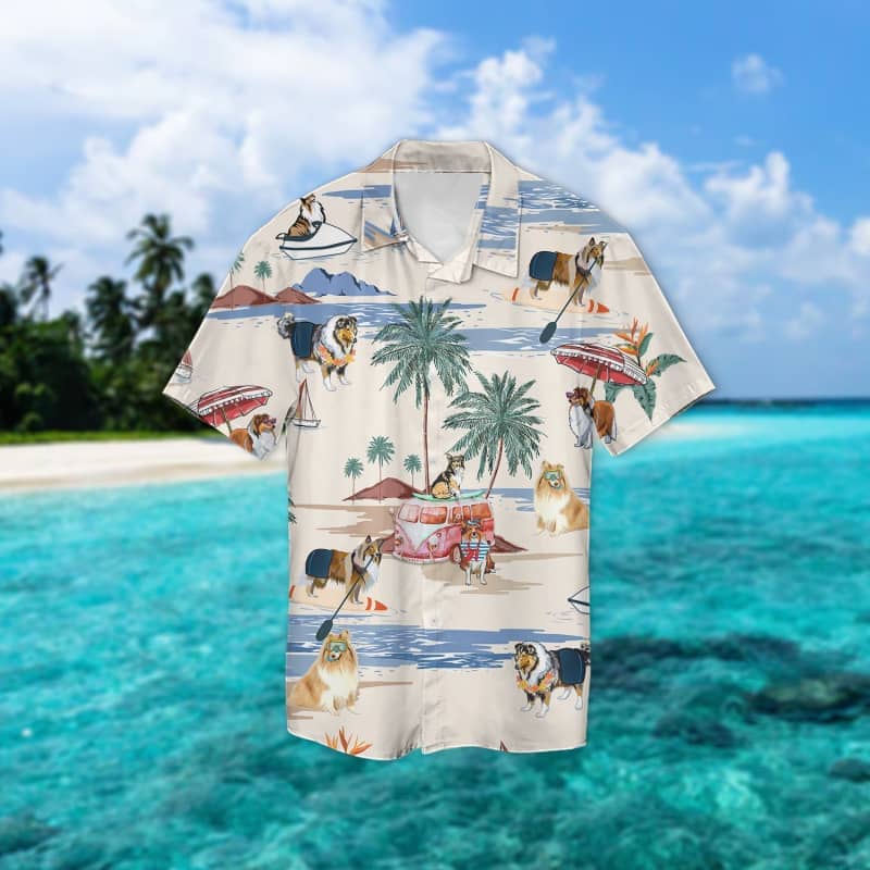 Rough Collie Summer Beach Hawaii Dog Short Sleeve Hawaii Shirt Ha85757