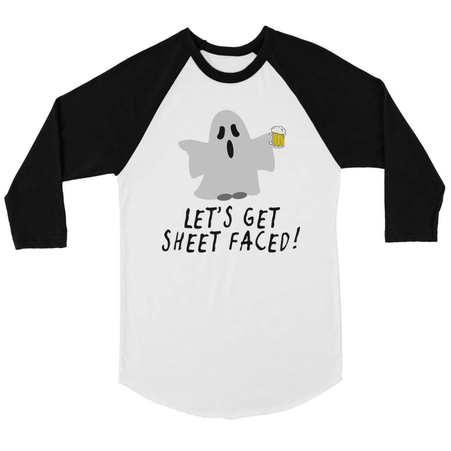 Let’s Get Sheet Faced Mens Baseball Shirt