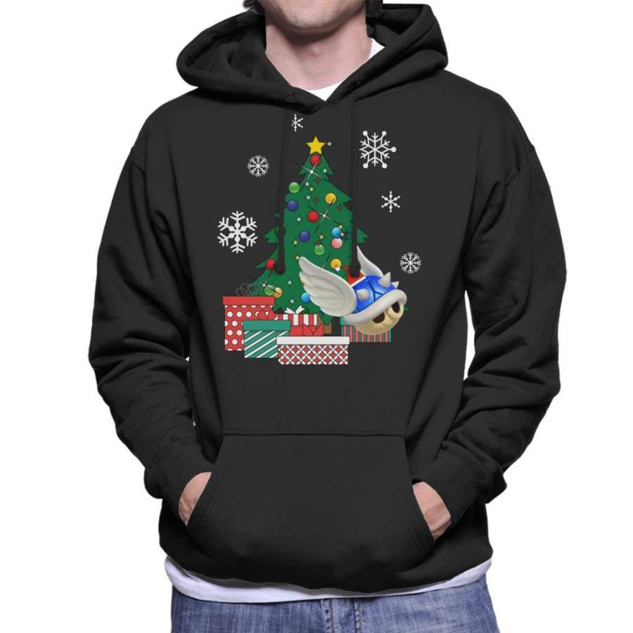 Blue Shell Around The Christmas Tree Mario Men’s Hooded Sweatshirt