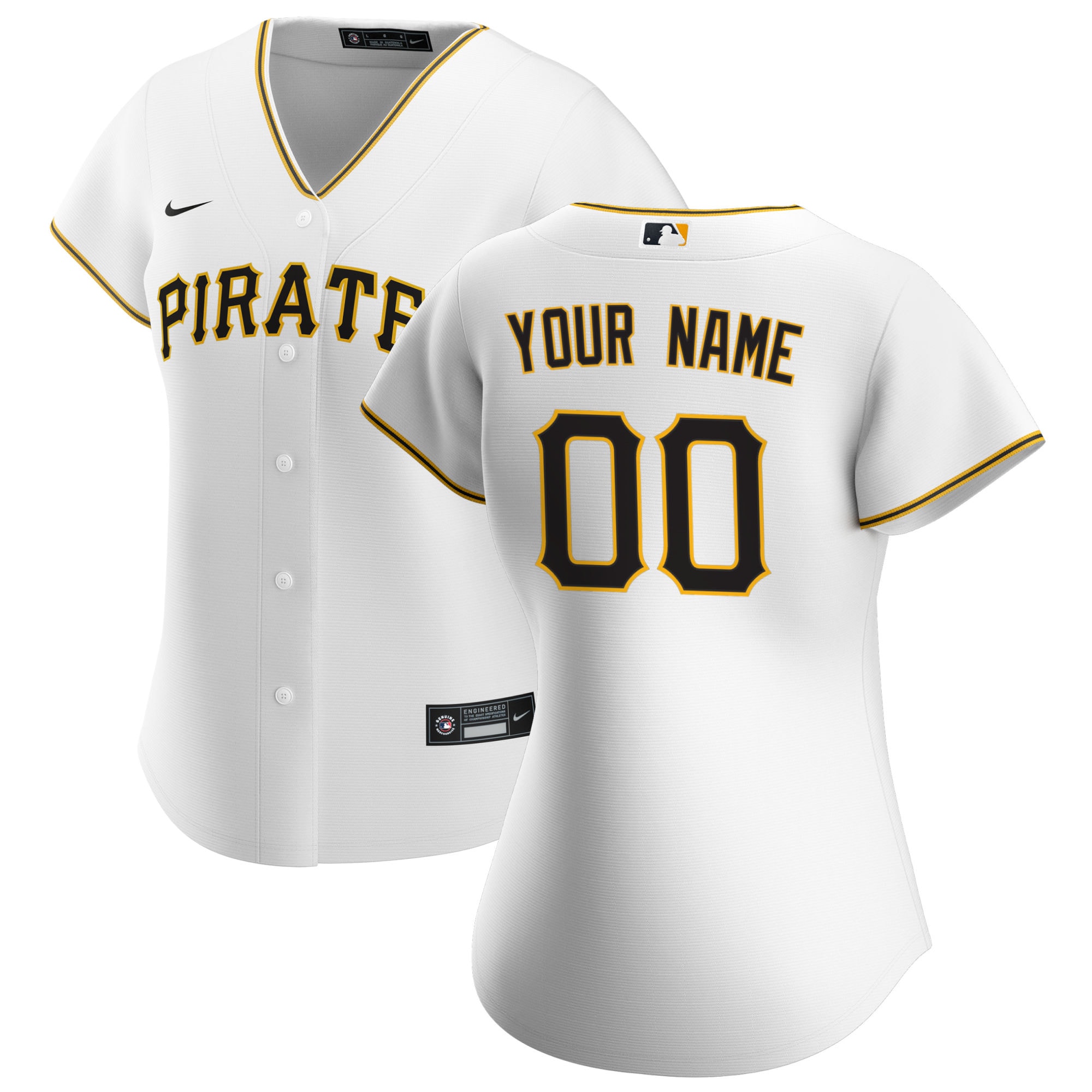 Pittsburgh Pirates Women's Home Replica Custom Jersey – White