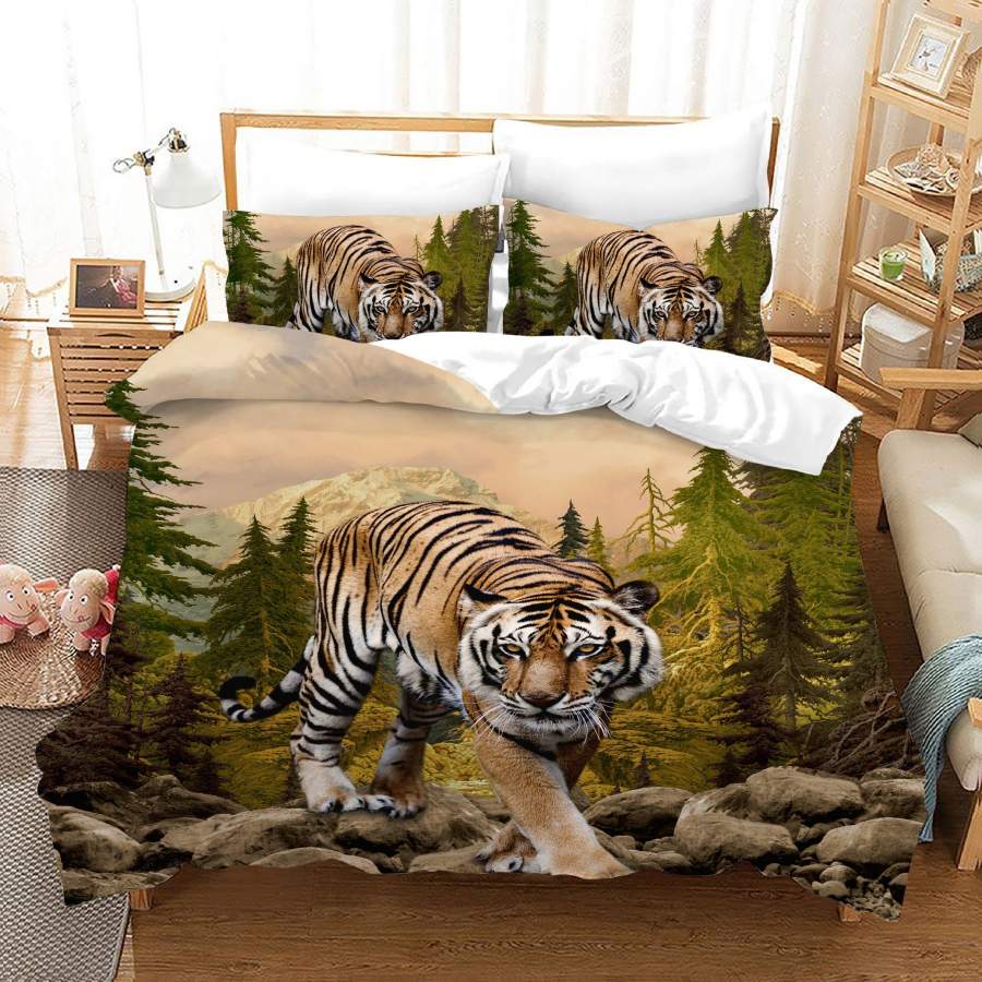 3D Pine Forest Tiger Quilt Cover Set Bedding Set Duvet Cover Pillowcases JN 1137