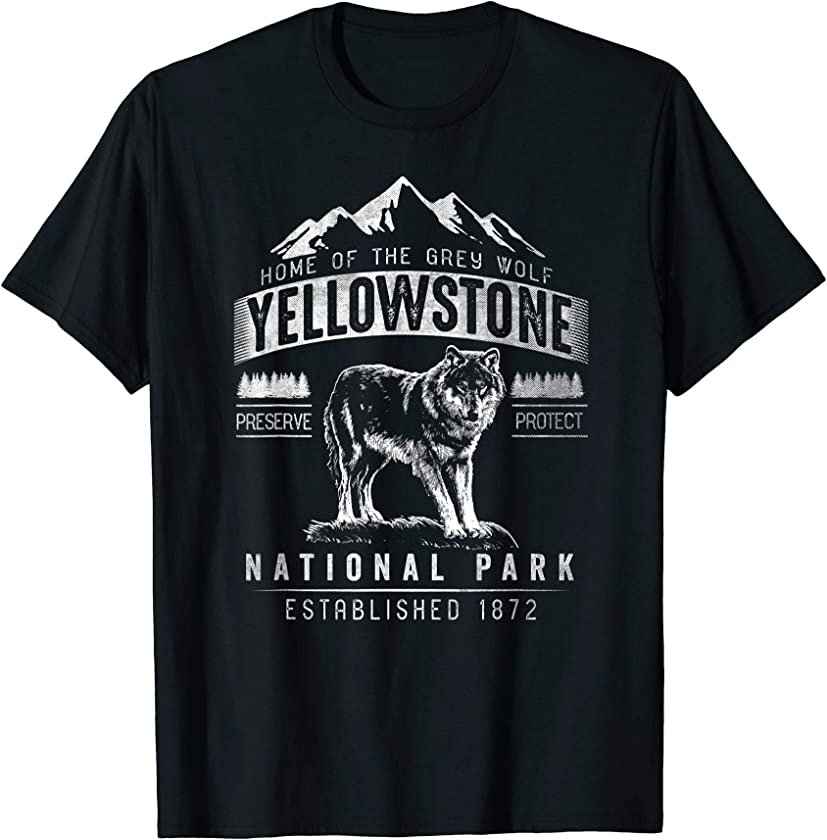 Vintage Grey Wolf Yellowstone National Park T Shirt