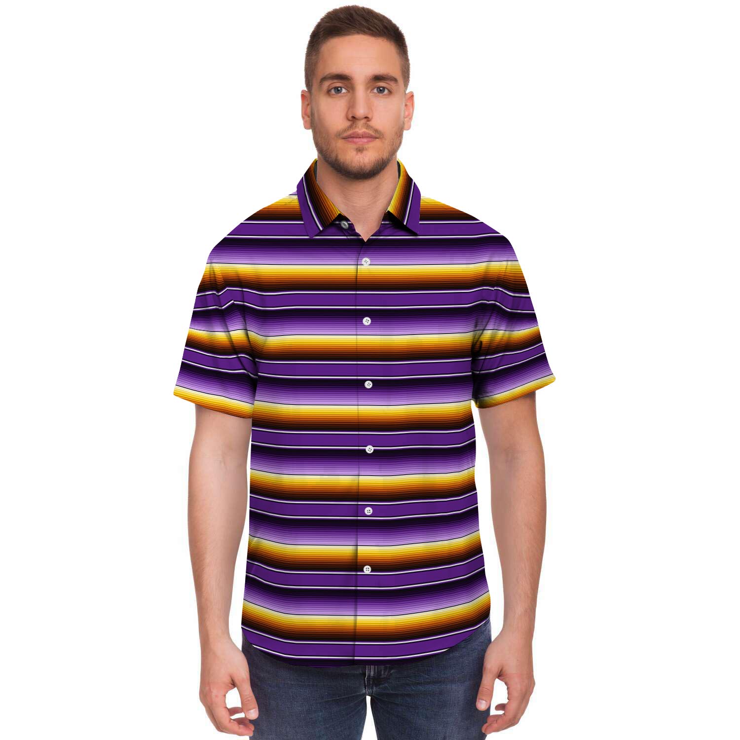 Yellow And Purple Mexican Baja Men’S Short Sleeve Shirt