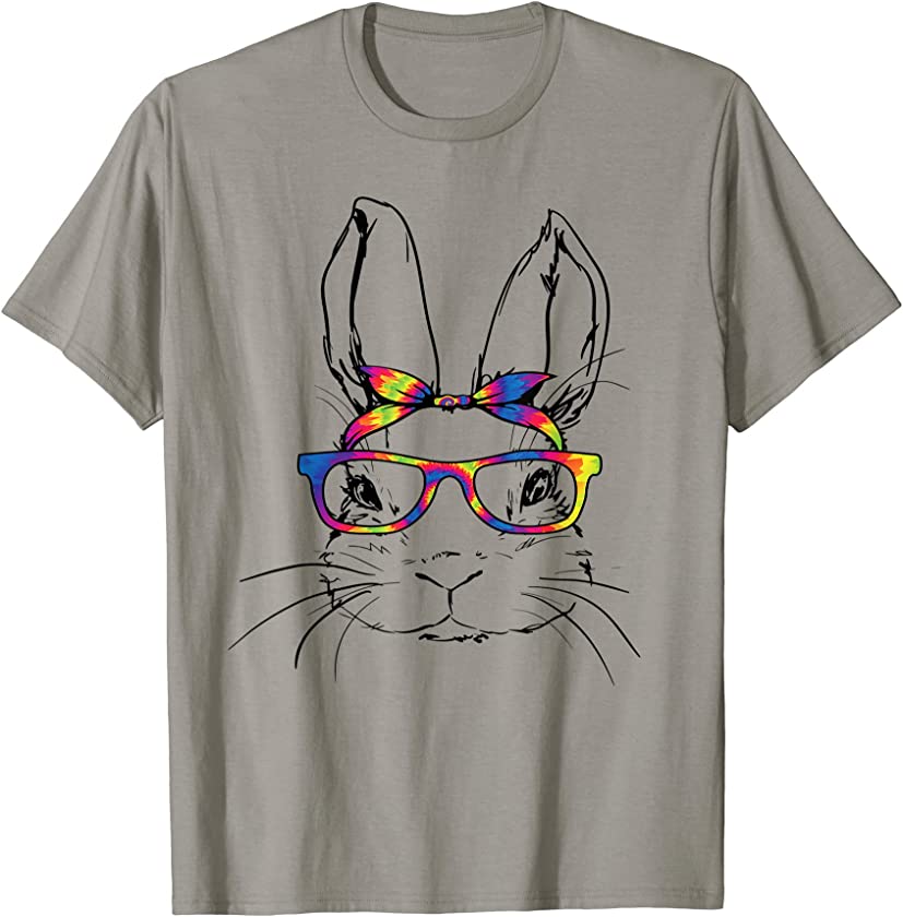 Cute Bunny Rabbit Face Tie Dye Glasses Happy Easter Day T-Shirt