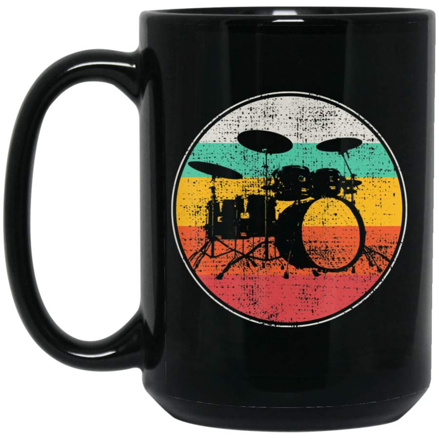 Drums Drummer Band Drumset Retro Vintage Tee Coffee Mug