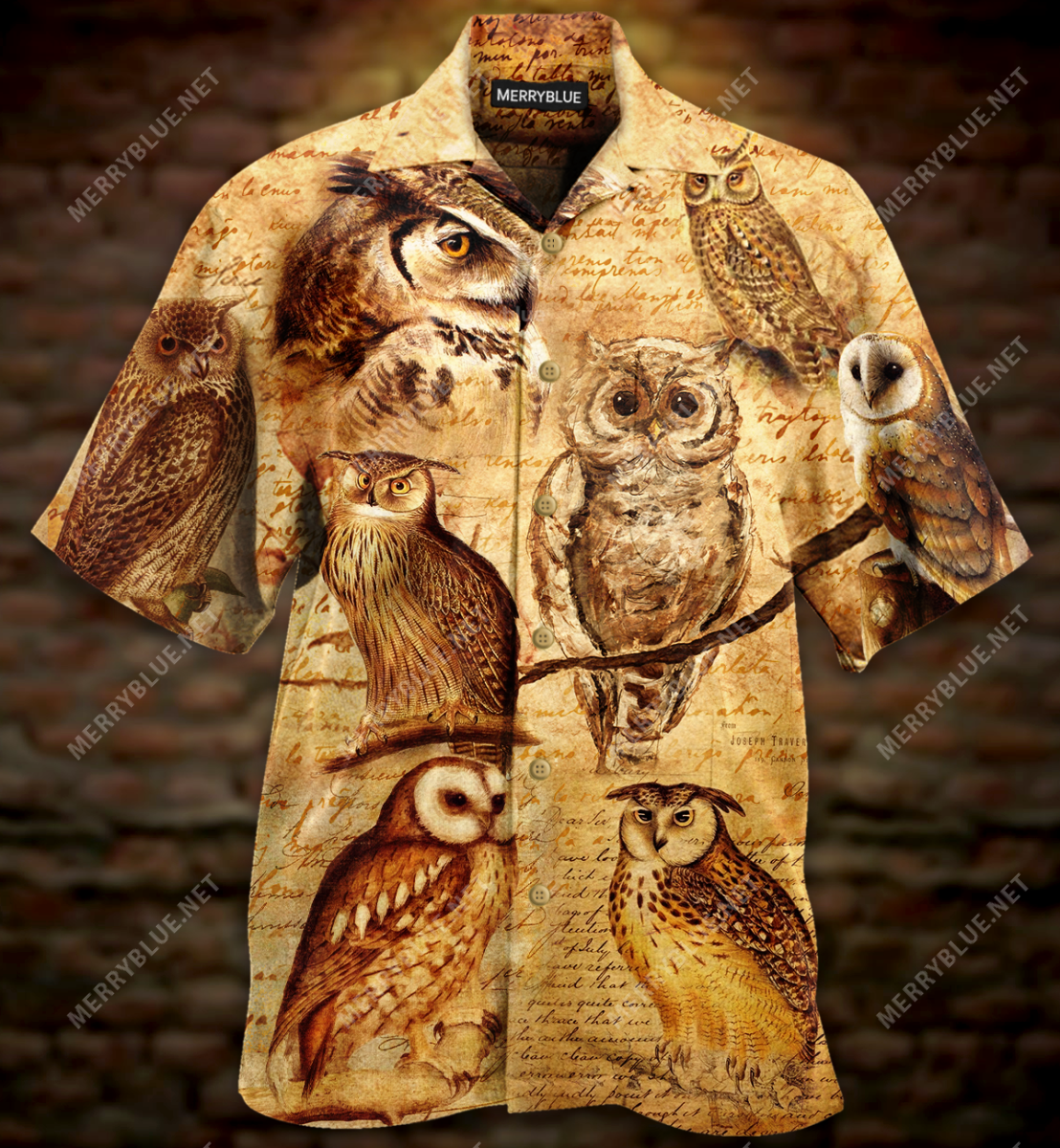 Vintage Wise Owl Unisex Hawaiian Shirt