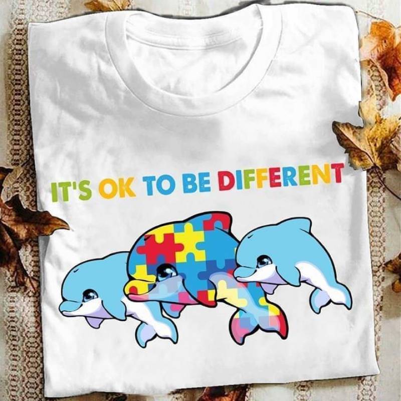 its ok to be different autism dolphin t shirt