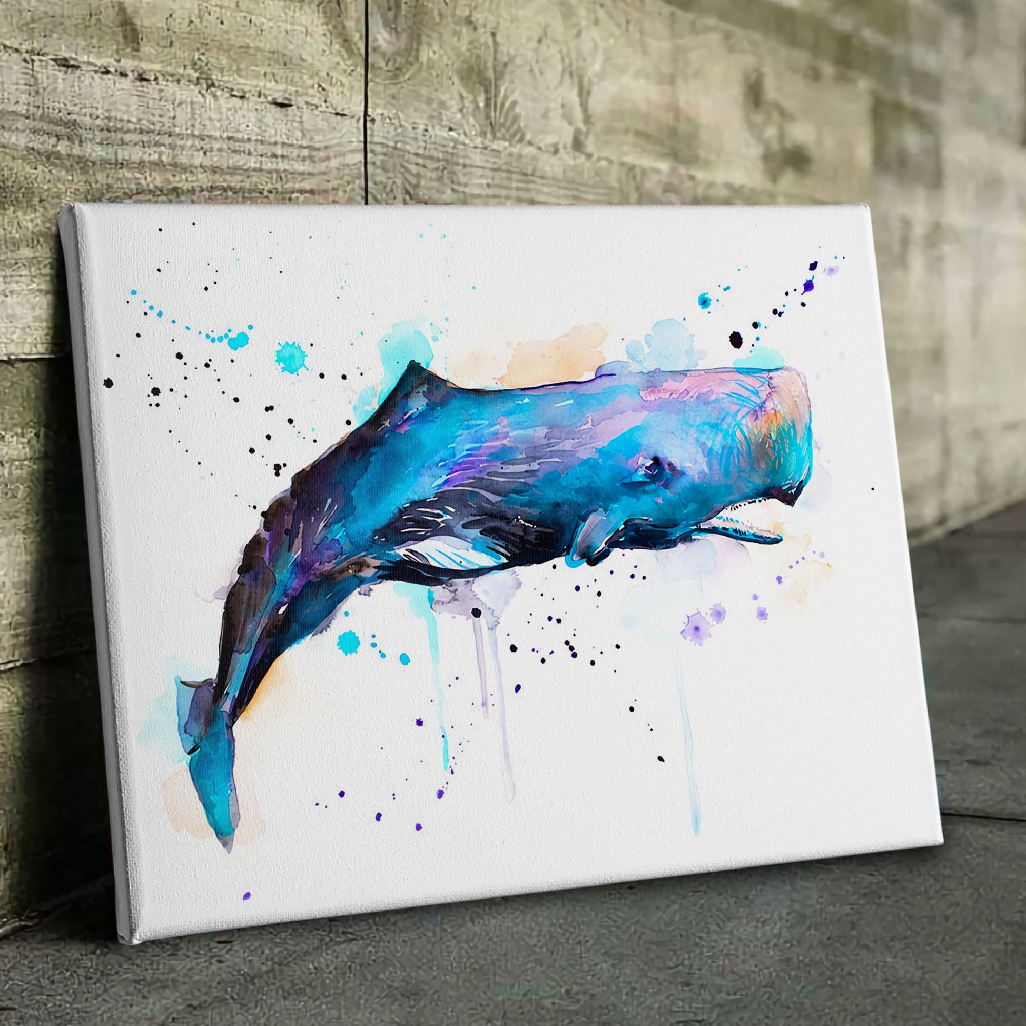 Sperm Whale Watercolor Poster & Canvas