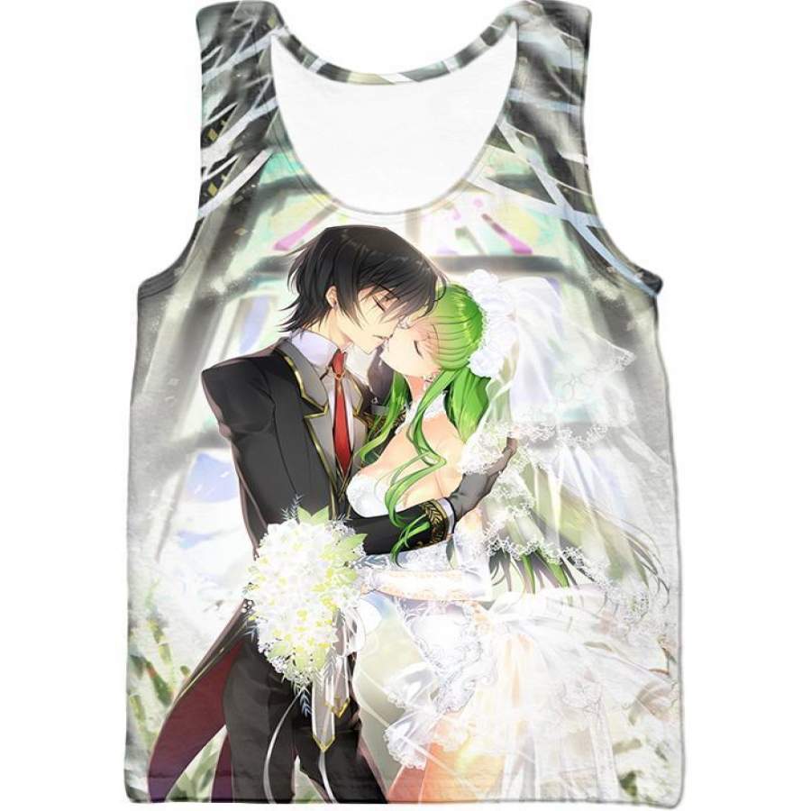 Beautiful Anime Couple Kiss C.C. x Lelouch Cute Poster Tank Top