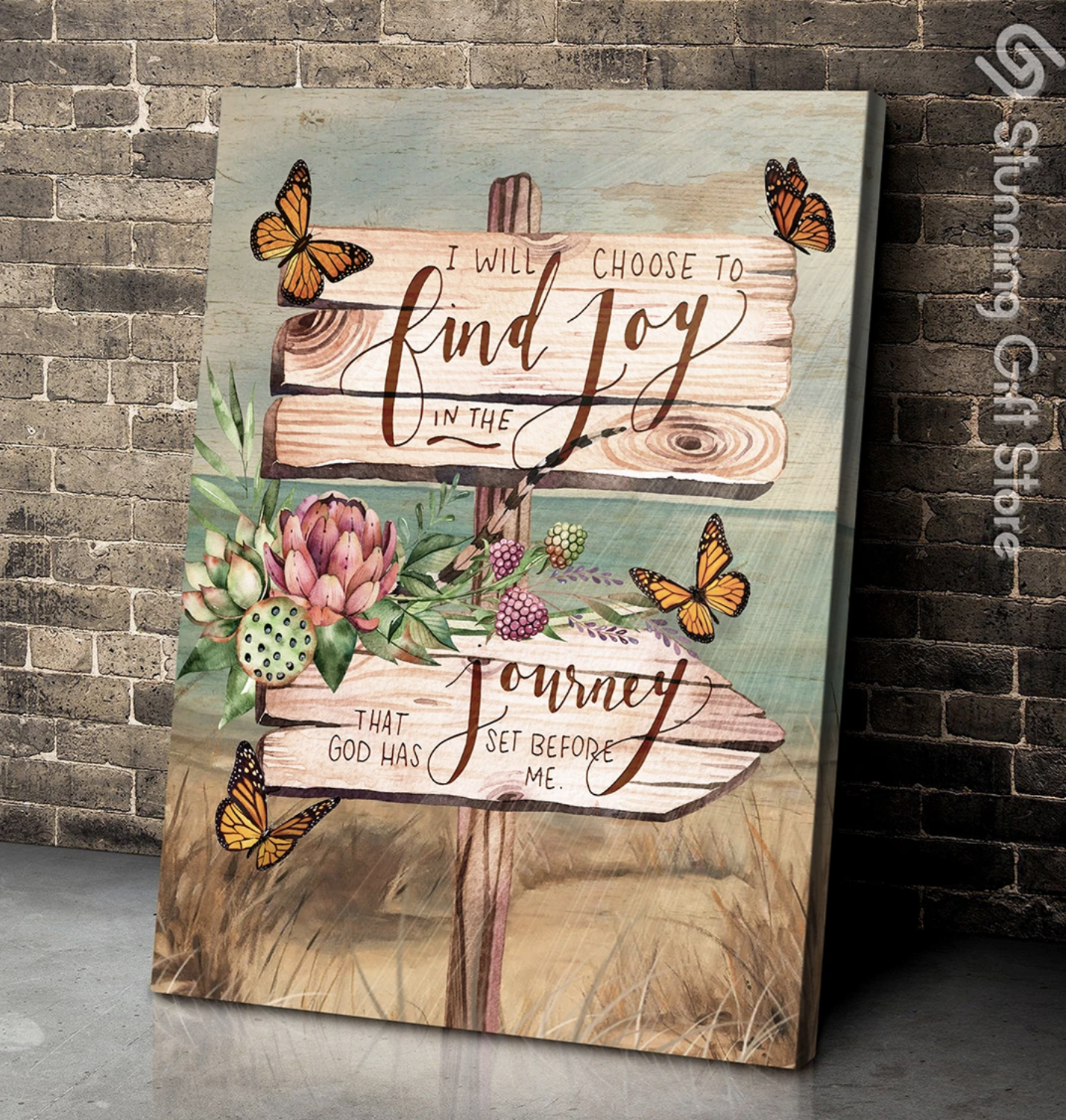 Christian Wall Art Butterfly Canvas I Will Choose To Find Joy Wall Art