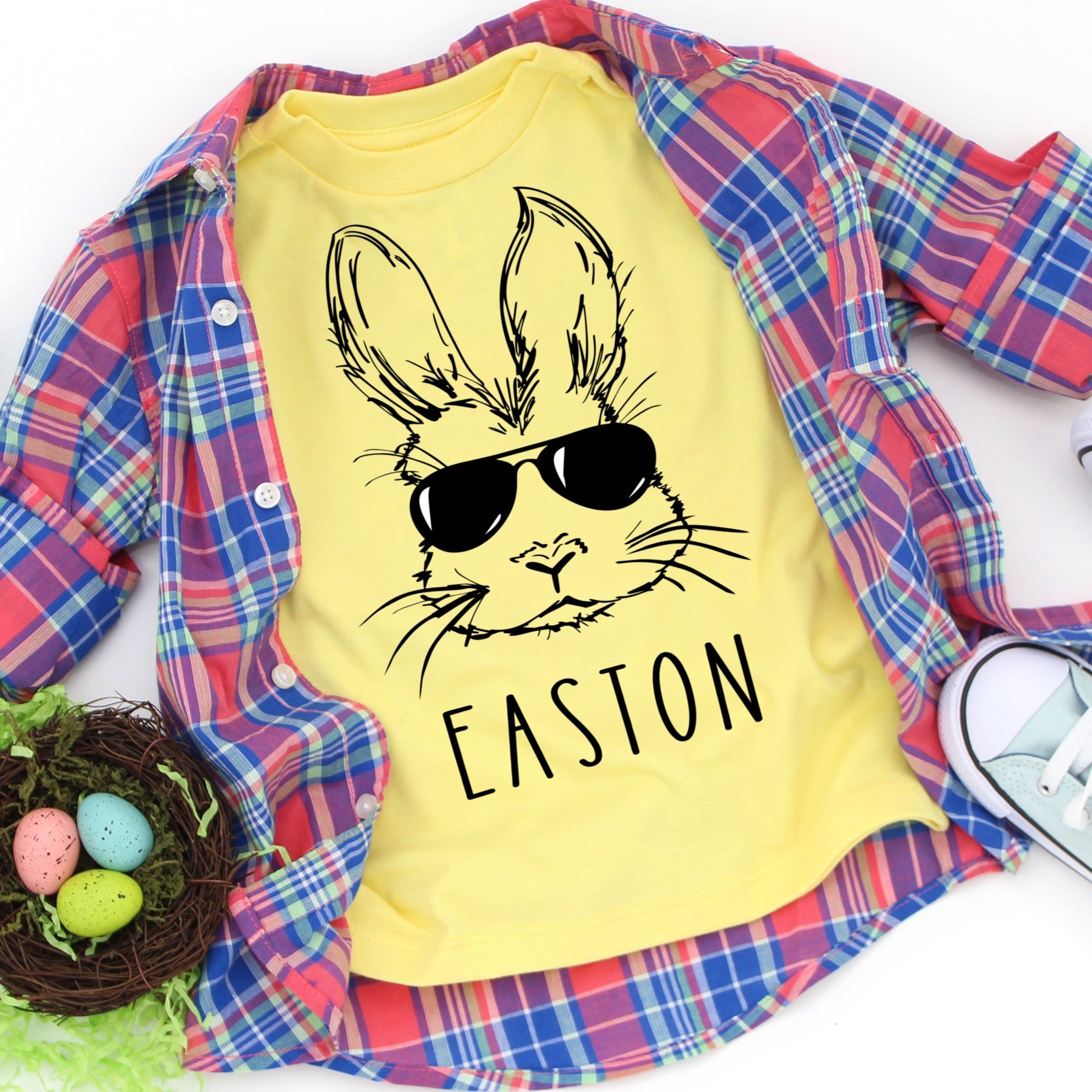 Personalized Cool Bunny Yellow Tee