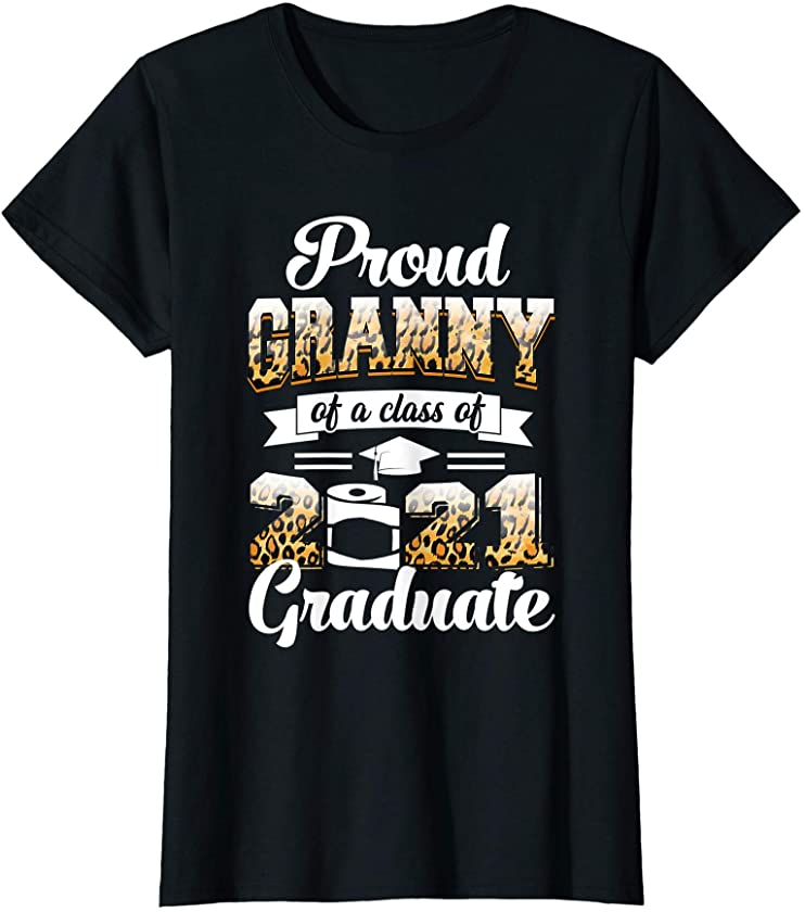 Womens Proud Granny of Class of 2021 Graduate Senior Leopard T-Shirt