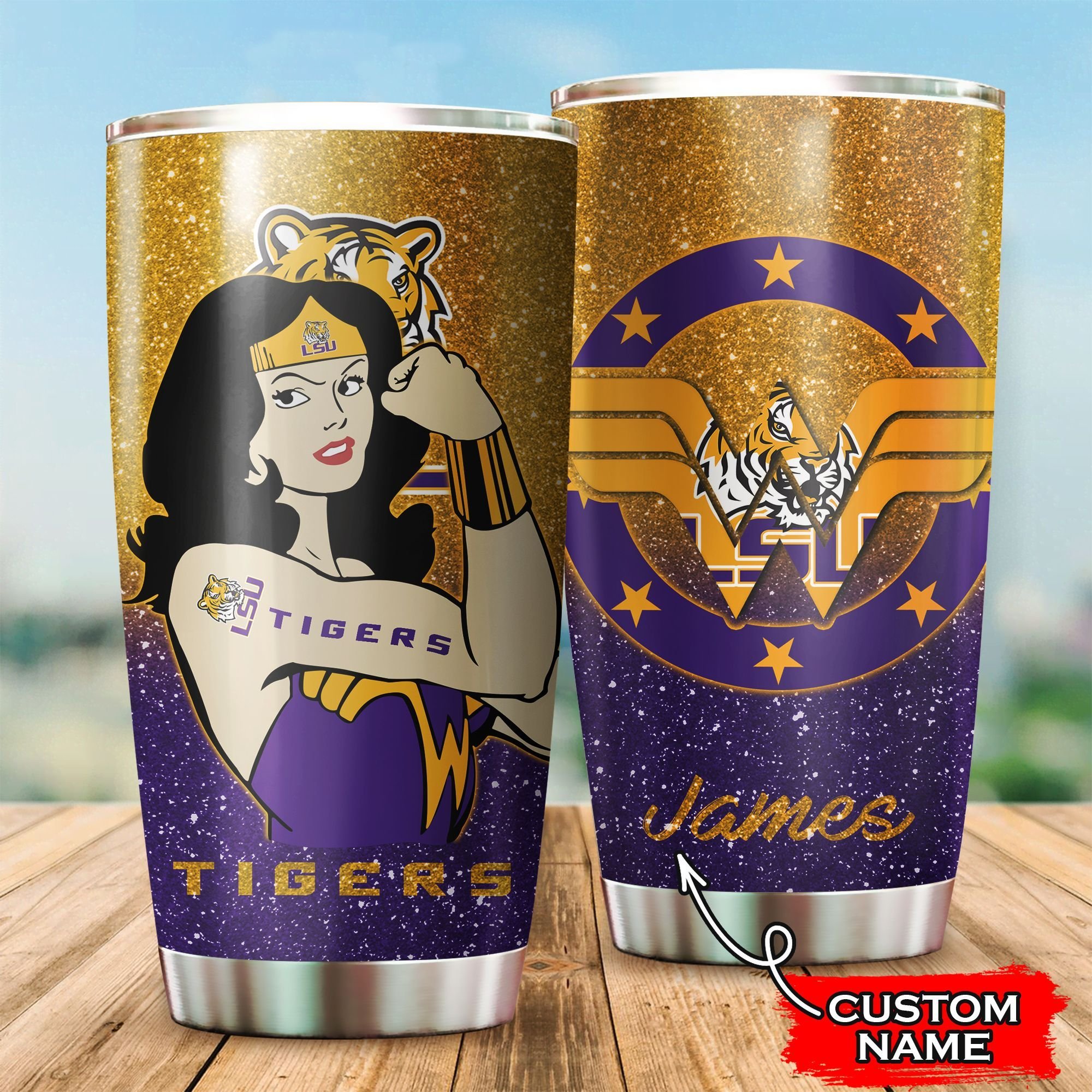 Buy Lsu Tigers Wonder Woman Custom Name Tumbler