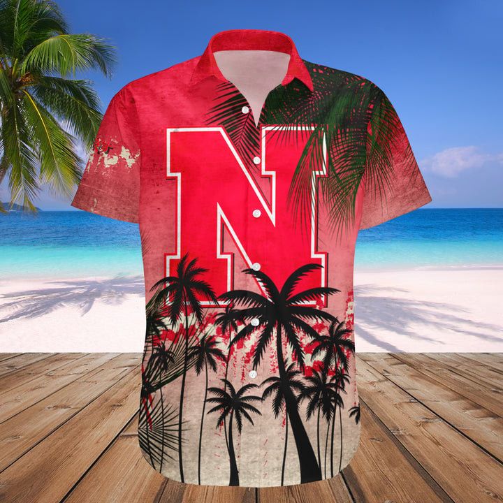 NCCA Nebraska Cornhuskers Coconut Tree Hawaiian Shirt