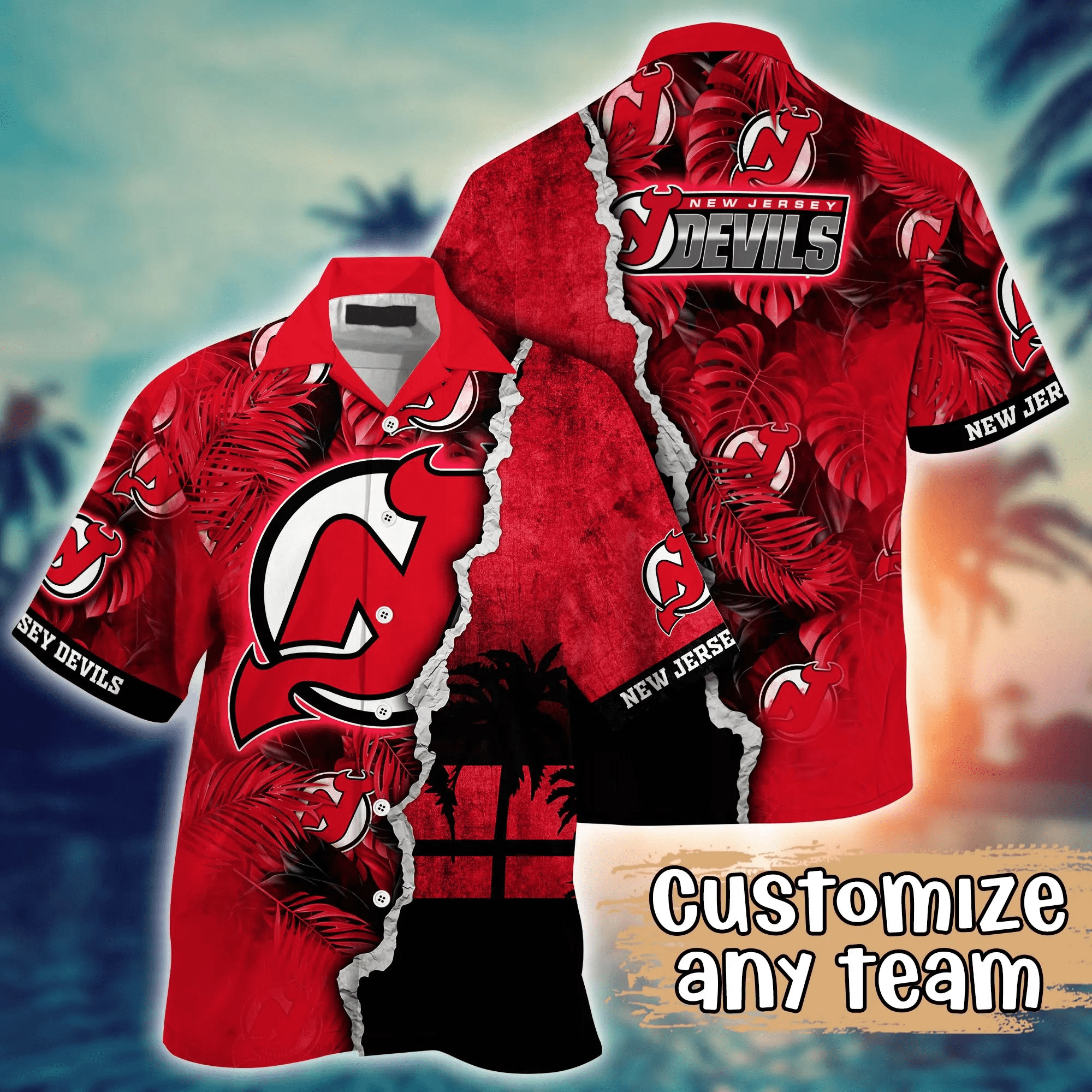 New Jersey Devils Nhl Hawaiian Shirt Custom Starry Nights Aloha Shirt