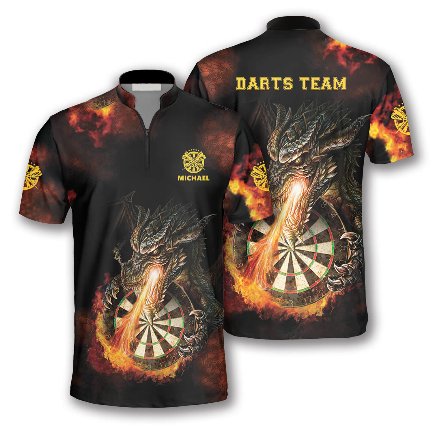 3D All Over Print Dragon Fire Custom Darts Jerseys For Men, Idea Gift For Dart Team, Dragon Dart Shirt