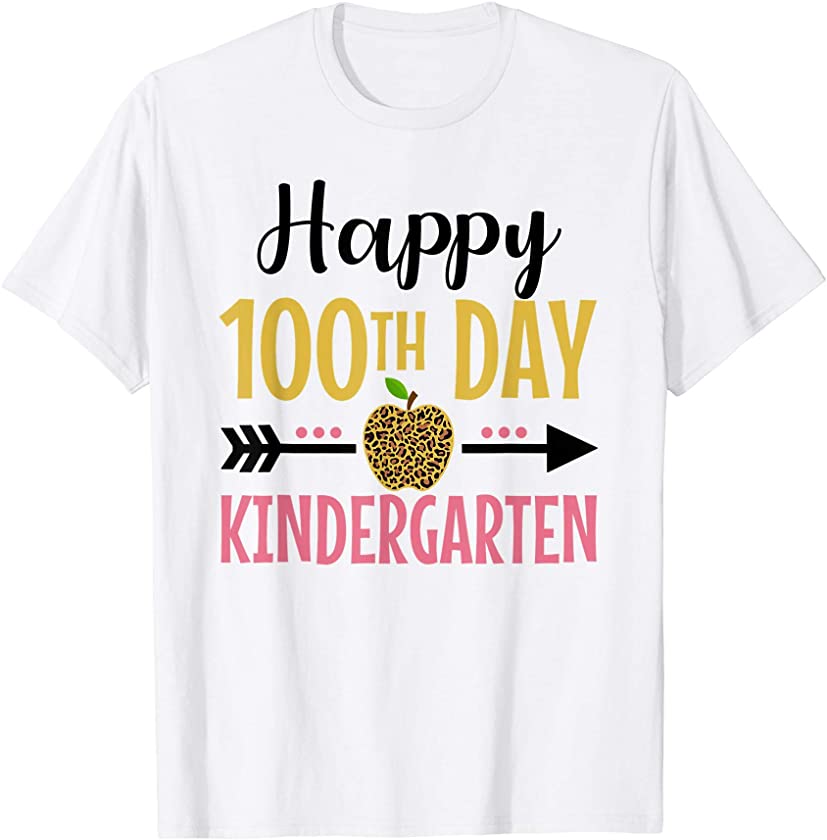 100th Day Of Kindergarten Girls Leopard 100 days of School T-Shirt