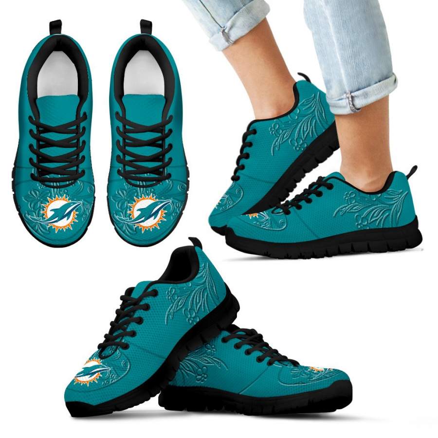 Lovely Floral Print Miami Dolphins Sneakers