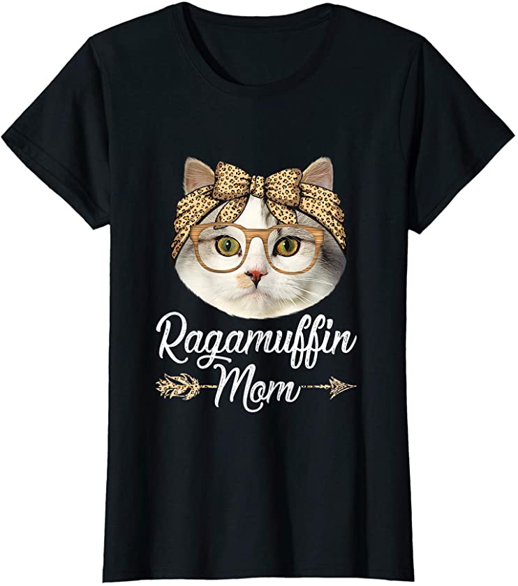 Womens Cute Ragamuffin Mom Leopard Cat Mom Mother’s Day T-Shirt