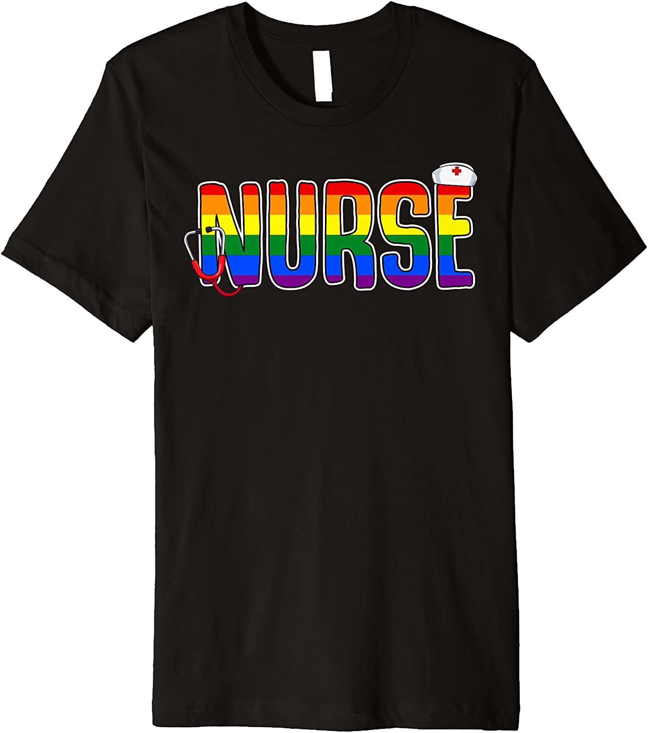 Nurse Rainbow Flag Lgbt-Q Cool Gay Pride Ally Nursing Premium T Shirt