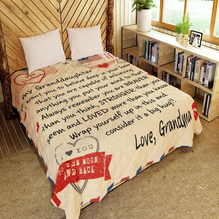 To My Granddaughter, Love Grandma Letter Blanket Gift For Granddaughter From Grandma Birthday Gift Home Decor Bedding Couch Sofa Soft And Comfy Cozy