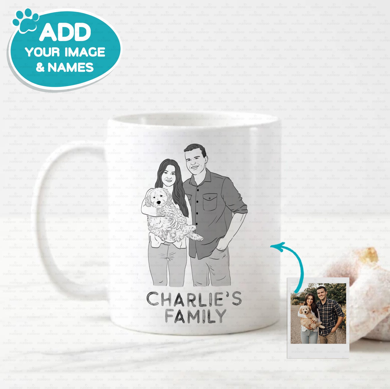 Personalized Dog Gift Idea – Black And White Sketching Gift For Puppy Lovers – White Mug