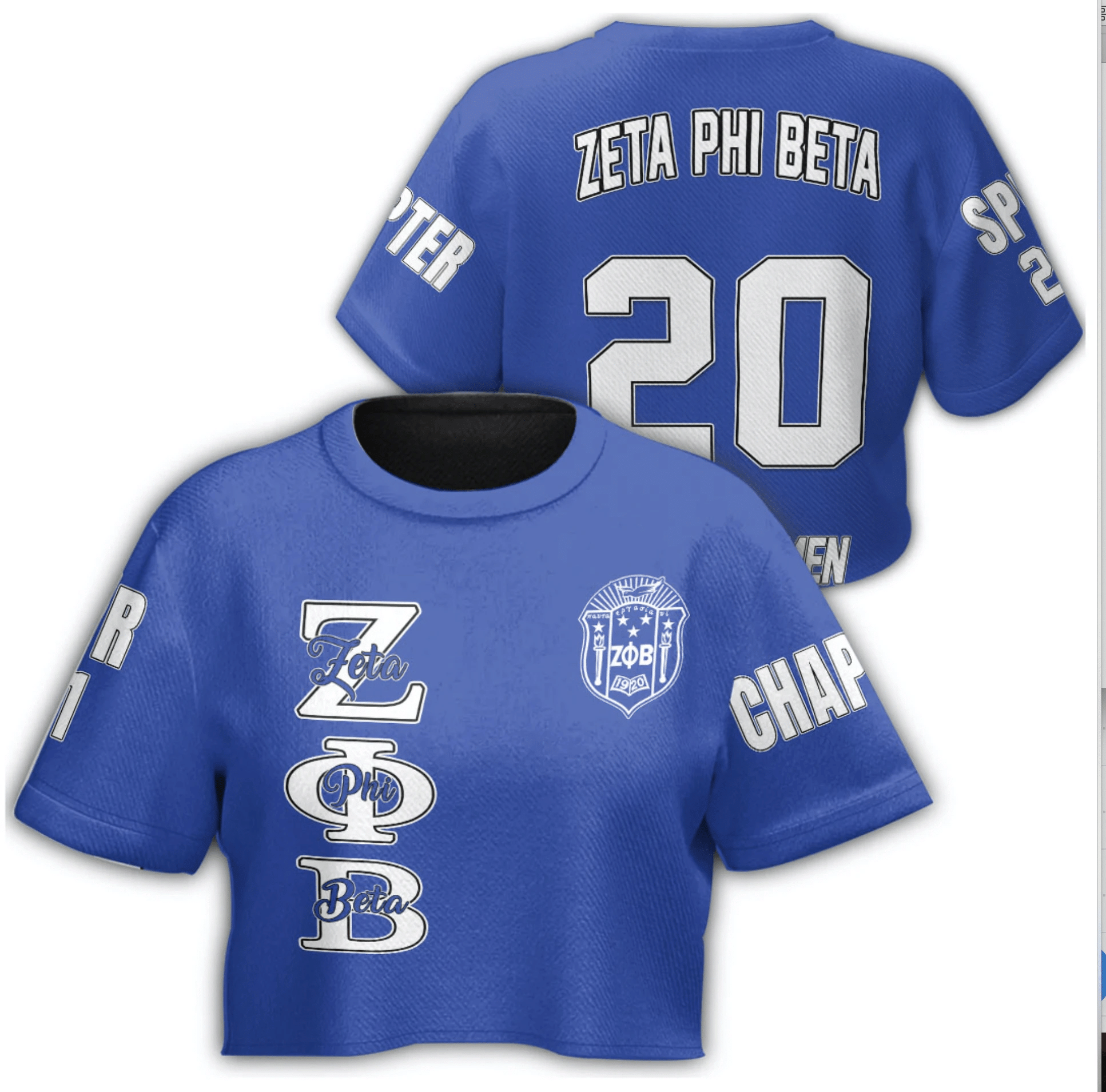 Sorority Tshirt – Personalized Zeta Phi Beta Blue Croptop Tshirt