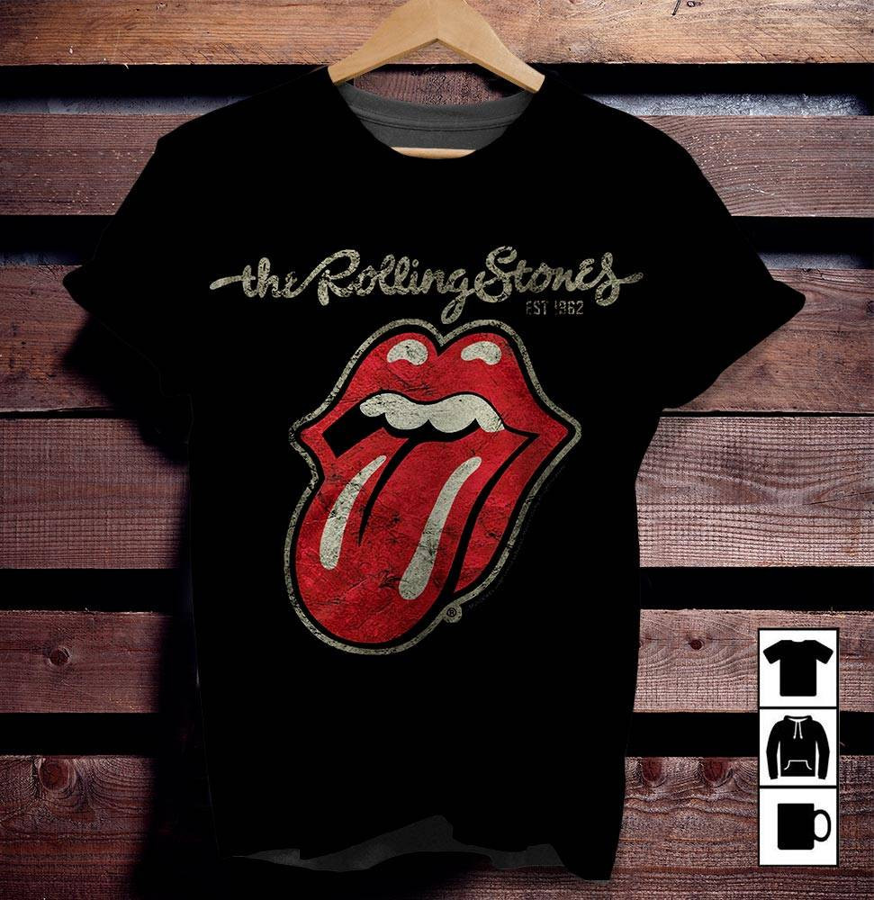 The Rolling Stones Merch Distressed Tongue Black The Rolling Stones Tshirt Sweatshirt Hoodie