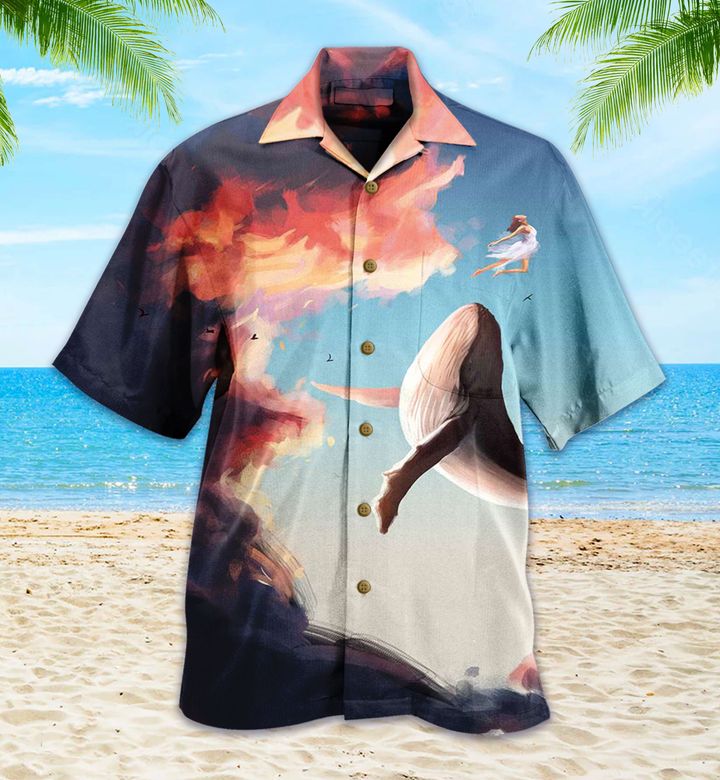 Whale Sky Colorful Hawaiian Shirt 3D Hawaiian Shirt