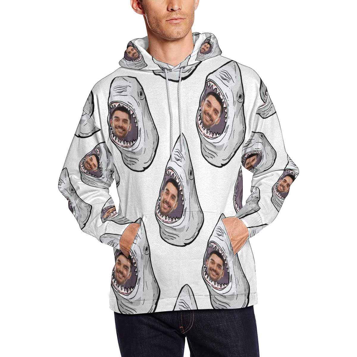 Custom Father Face Attack Shark Men’S Hoodie