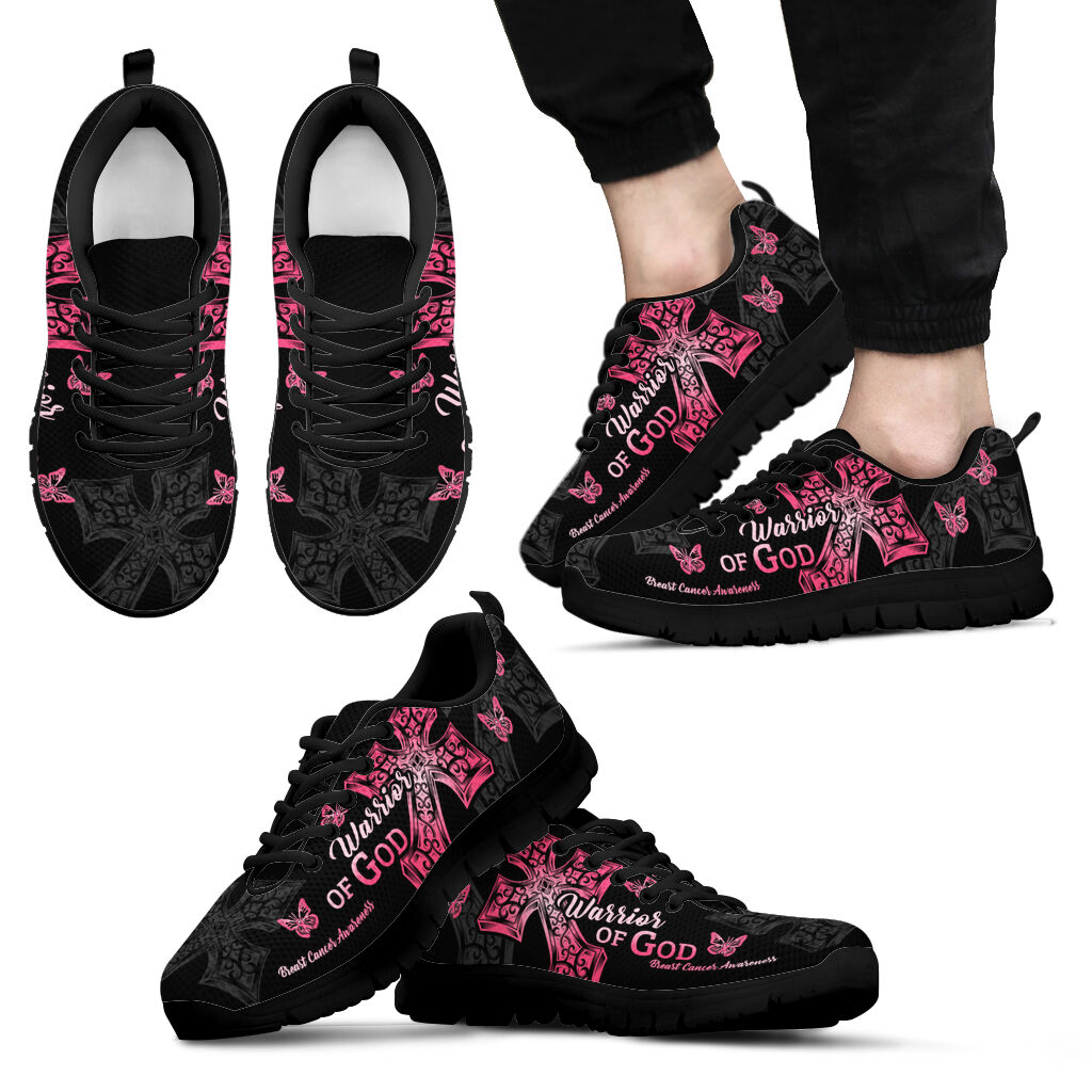 Warrior Of God Breast Cancer Awareness Sneakers 0622