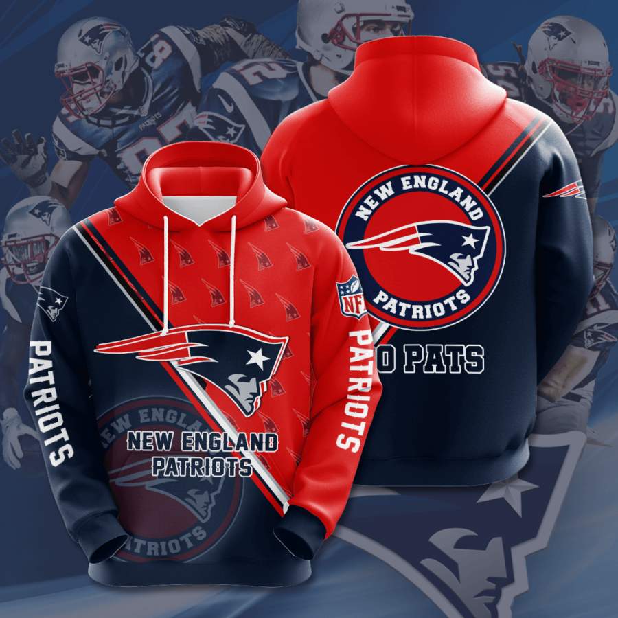 New England Patriots 3D Printed Hooded Pocket Pullover Hoodie