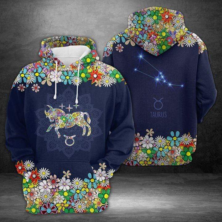 Taurus Horoscope Flower Pattern Unisex Birthday Hoodie 3D #DH