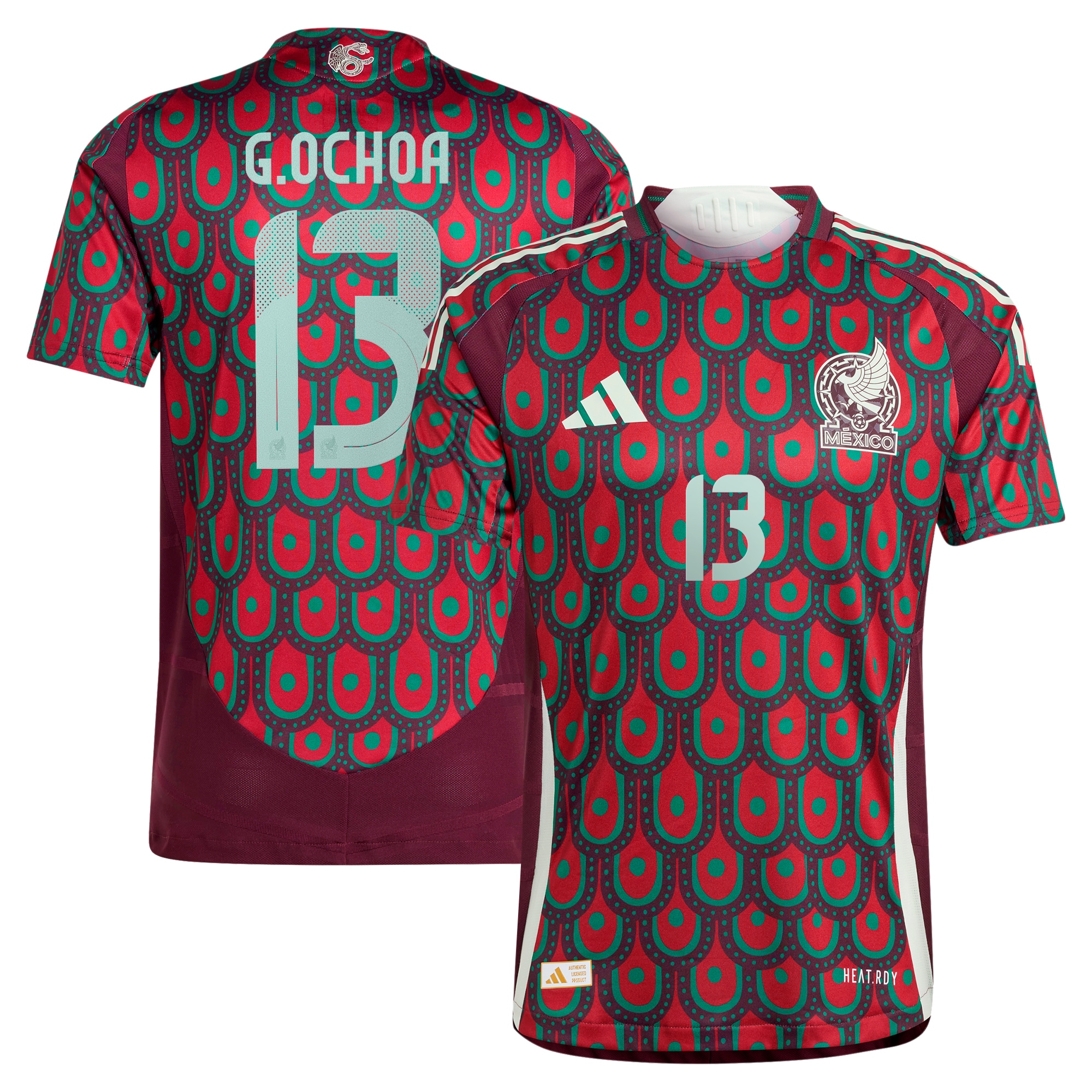 Guillermo Ochoa Mexico National Team 2024 Home Authentic Player Jersey – Burgundy