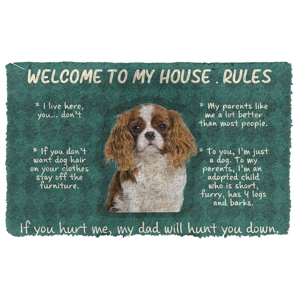 Gearhumans 3D Cavalier King Charles Spaniel Welcome To My House Rules Custom Doormat