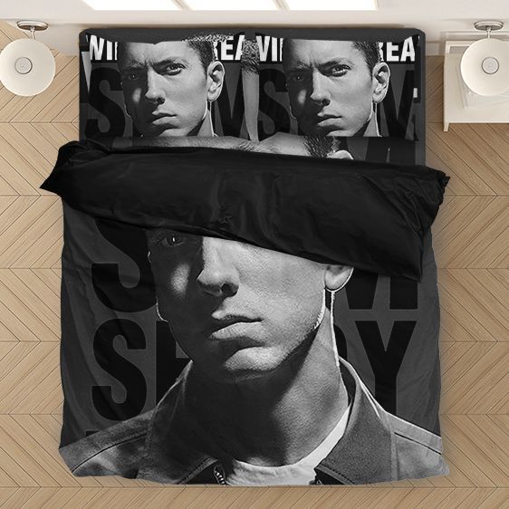 The Real Slim Shady Lyrics Eminem Stoic Face Gray Duvet Quilt Bedding Set