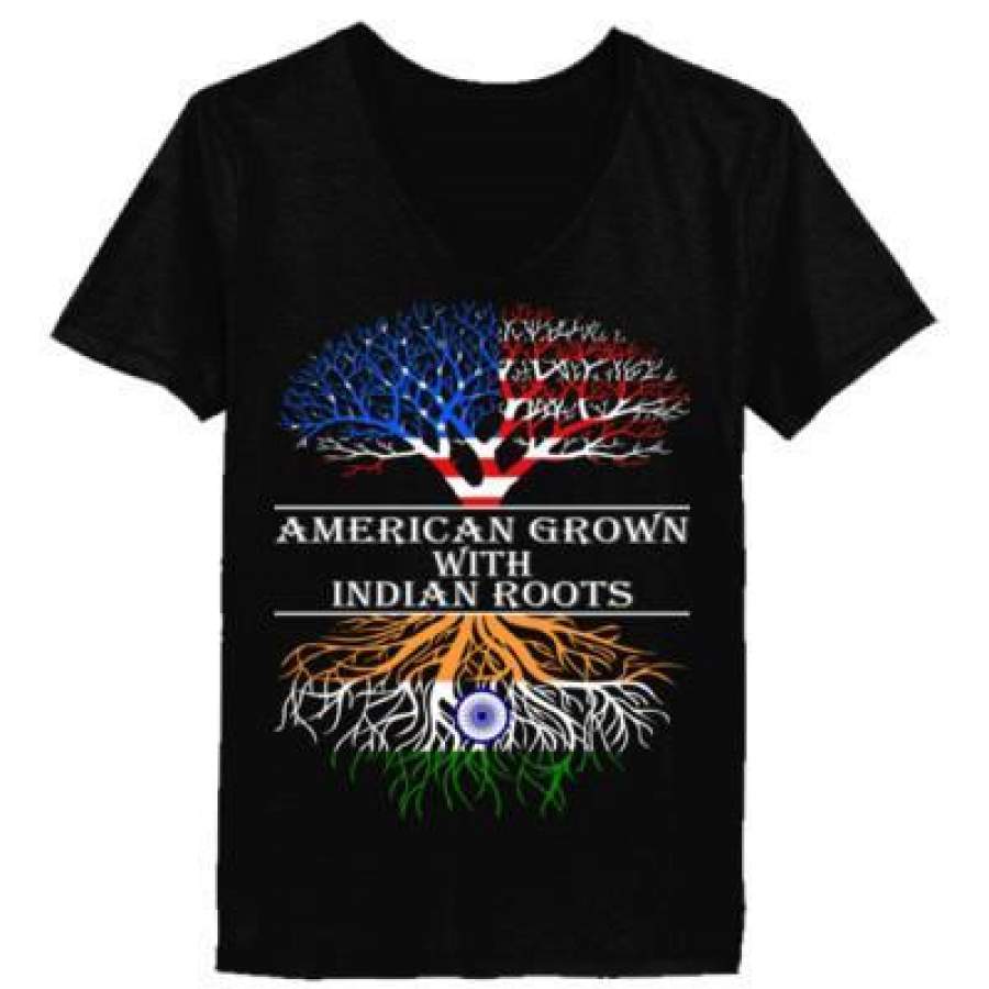 AGR American Grown With Indian Roots – Ladies’ V-Neck T-Shirt