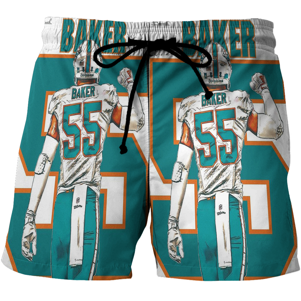 Miami Dolphins Jerome Baker1 3D All Over Print Summer Beach Hawaiian Short