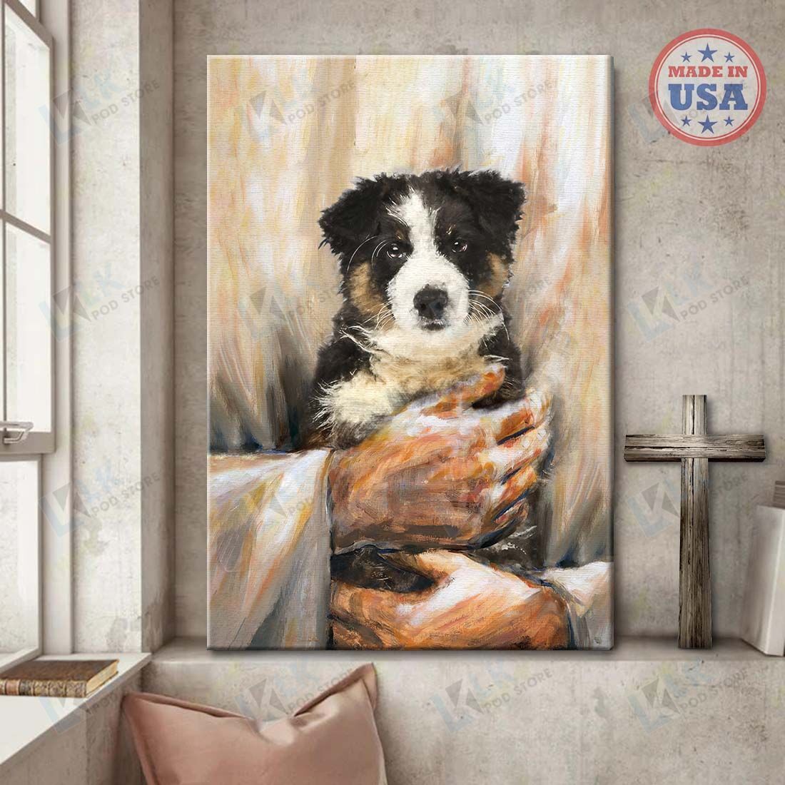 AUSTRALIAN SHEPHERD – CANVAS The Lord Hold Me [ID3-T] | Framed, Best Gift, Pet Lover, Housewarming, Wall Art Print, Home Decor