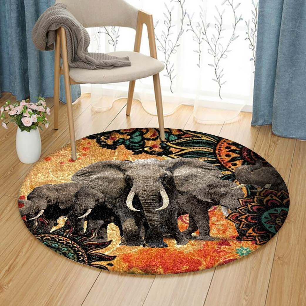 Elephants IE5433 Round Rug BEVR3007