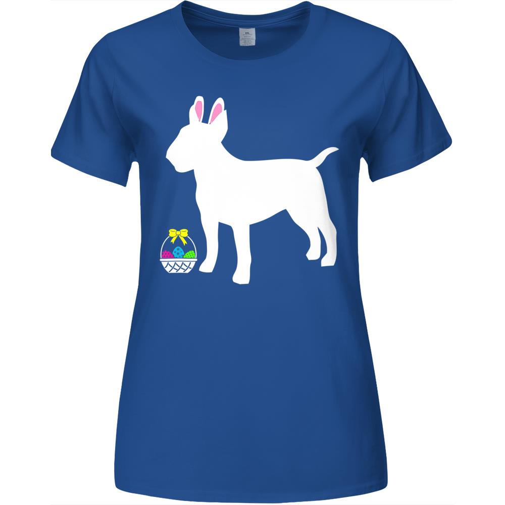 Bull Terrier Easter Bunny Dog Silhouette Premium Womens Tshirts