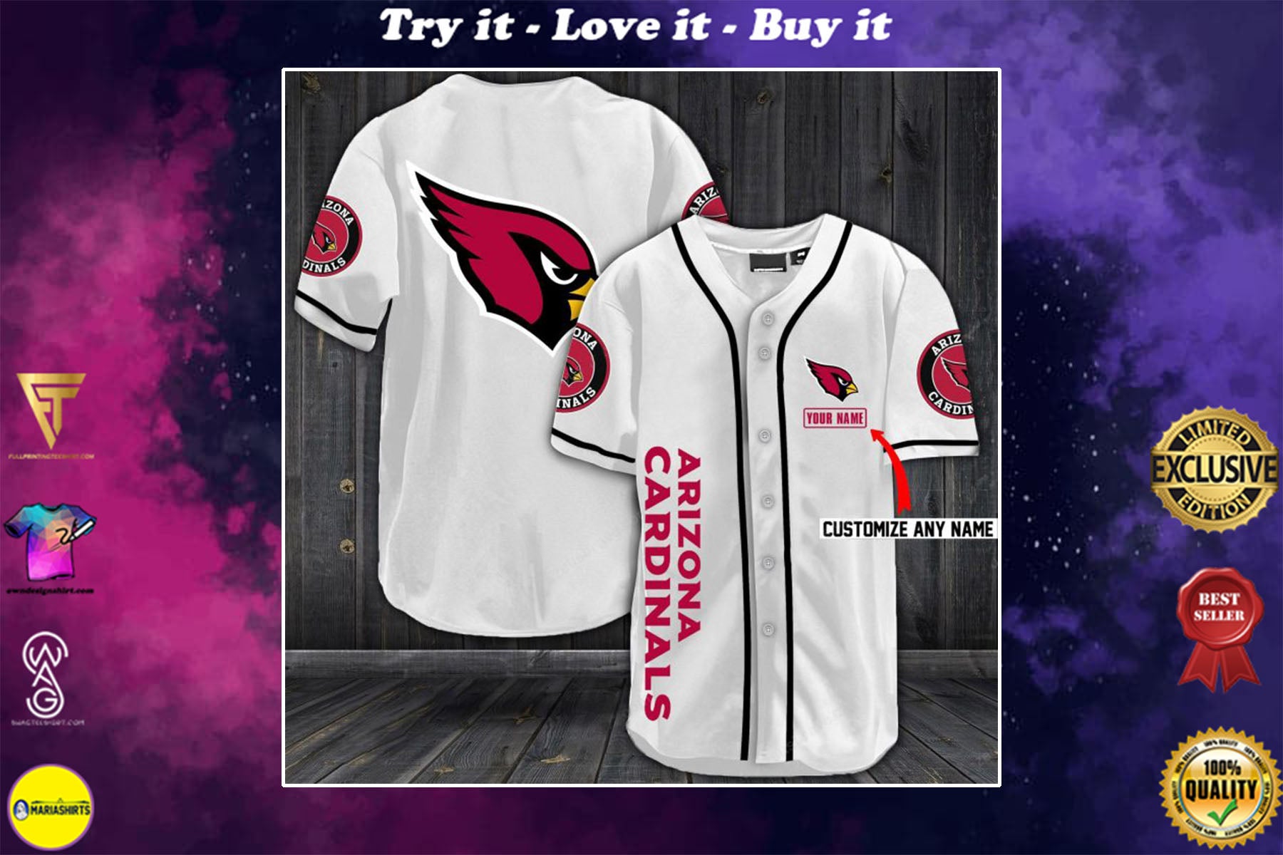 Personalized Name Jersey Arizona Cardinals Full Printing Shirt – Maria