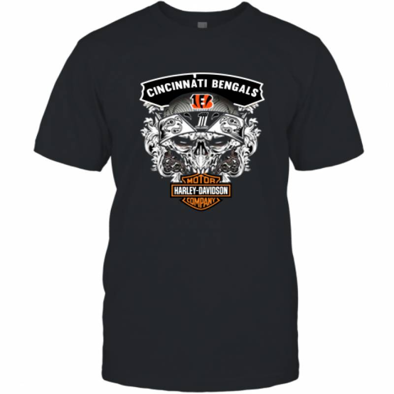 Skull Cincinnati Bengals Harley Davidson shirt T-Shirt